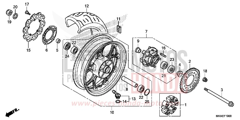 ROUE ARRIERE de Integra 750 CANDY CHROMOSPHERE RED (R381) 2018